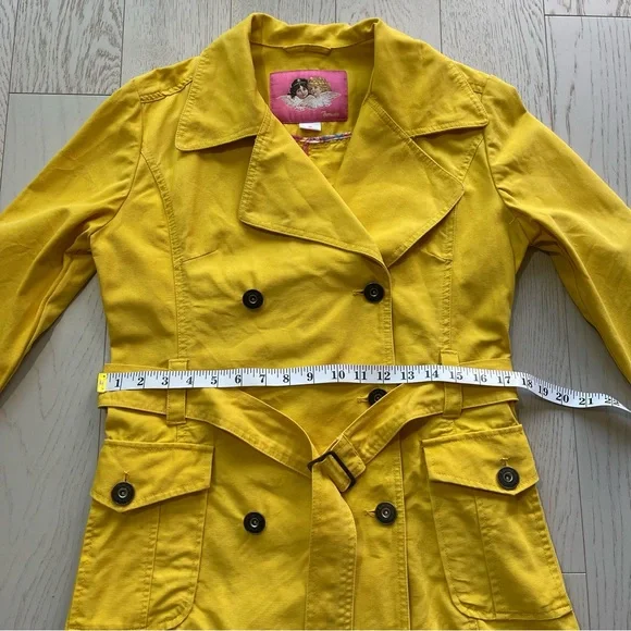 Vintage Y2K yellow fiorucci double breasted cotton canvas peacoat trench coat - Picture 14 of 17